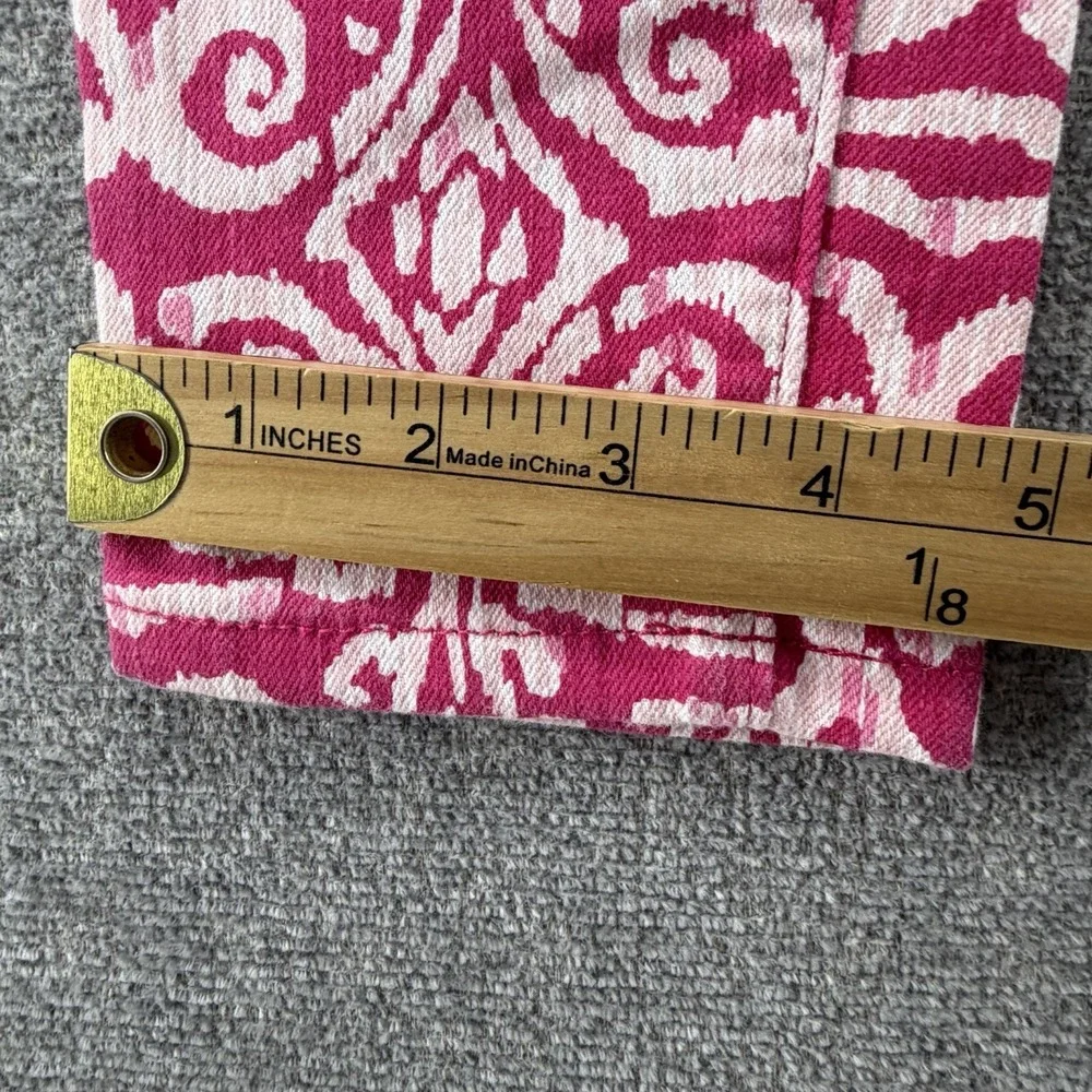 Vineyard Vines Salt Island Skinny Jeans Women Size 0 Pink Tile Print Denim